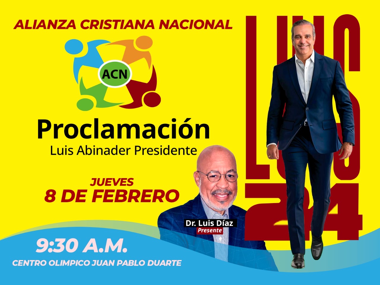 ACN proclamará a Luis Abinader candidato presidencial