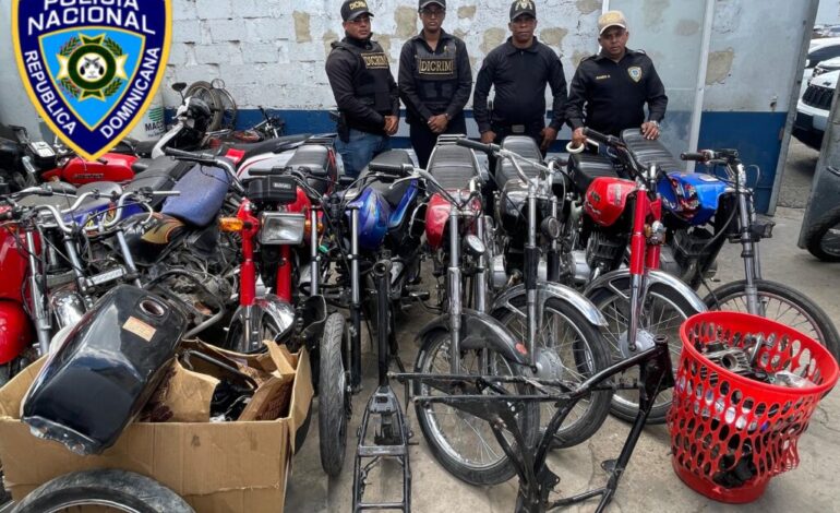 Policía Nacional recupera 10 motocicletas, chasis y piezas reportadas